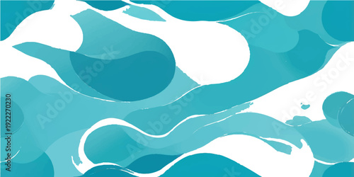 Seamless blue water pattern with drops and shoes