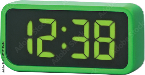 Green Digital Alarm Clock Displaying the Time