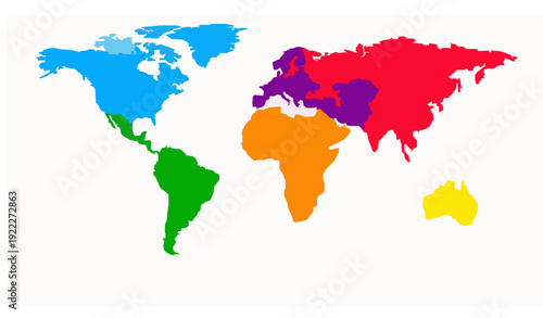 Colored World Political Map Flat Vector Illustration