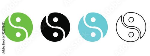 A set of colorful yin yang symbols on a white background