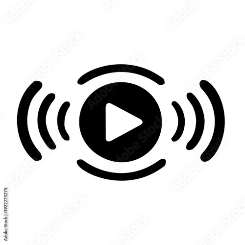 Play Button with Sound Wave Icon Black Silhouette
音波付き再生ボタンアイコン 黒シルエット