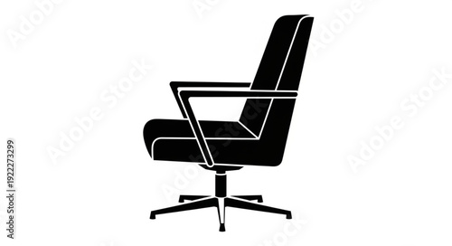 Elegant black office chair with armrests and a swivel base for comfortable seating.