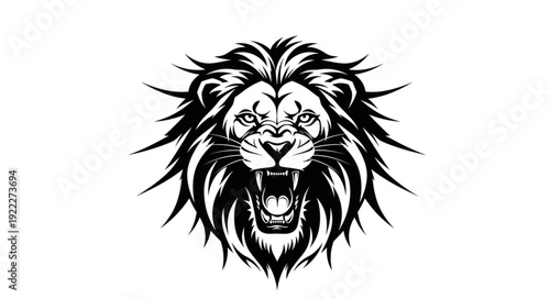 Majestic lion head illustration showcasing power and ferocity in striking detail.