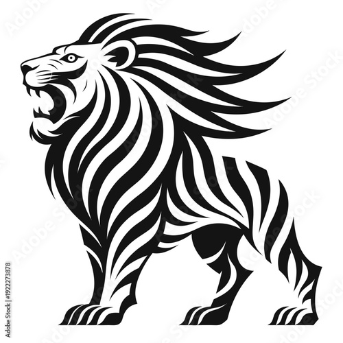 Wallpaper Mural Bold Black and White Vector Illustration of a Majestic Roaring Lion Displaying Strength and Elegance Torontodigital.ca