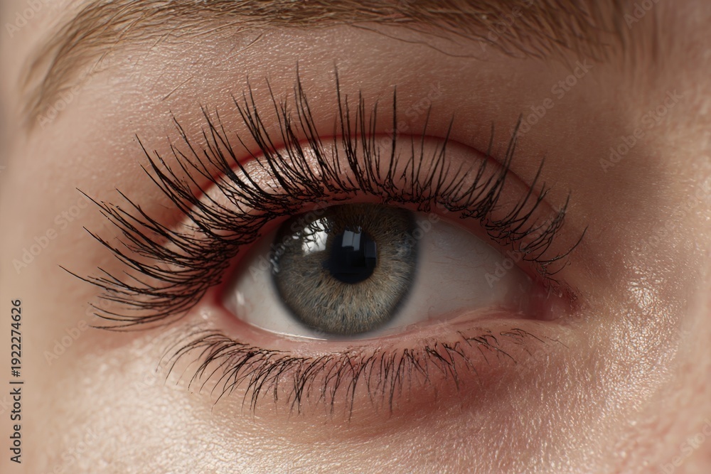 Fototapeta premium Eye Soft Graphite Mascara Naturally Curled Lashes Hyperrealistic Art