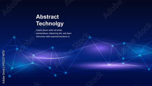 Abstract Technology Network Wave Background with Connected Nodes