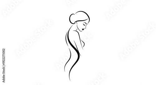 Elegant Woman Silhouette Line Art Minimalist Design.