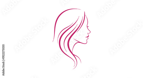 Elegant Woman Profile Silhouette with Flowing Hair.