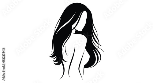 Elegant Silhouette of a Woman with Flowing Hair.