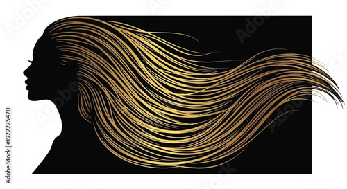 Elegant Silhouette of a Woman with Flowing Golden Hair.