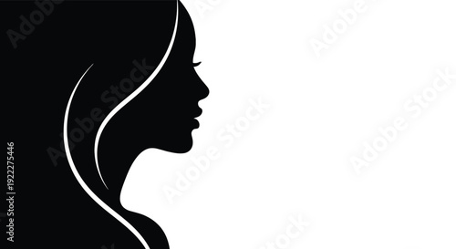 Elegant Silhouette of a Womans Profile.