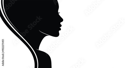 Elegant Silhouette of a Womans Profile.