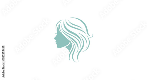 Elegant Silhouette of a Womans Profile with Flowing Hair.