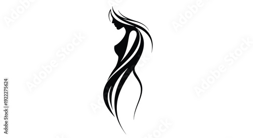 Elegant Silhouette of a Woman with Flowing Hair.