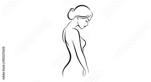 Elegant Line Art of a Womans Silhouette.