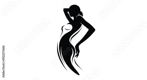 Elegant Silhouette of a Woman in a Flowing Dress.