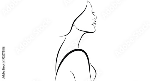 Elegant Line Art Portrait of a Womans Profile.
