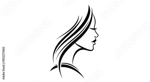 Elegant Woman Profile Silhouette Stylized Hair Flowing.
