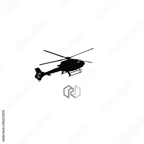 Modern helicopter in flight with sleek design and rotor blades