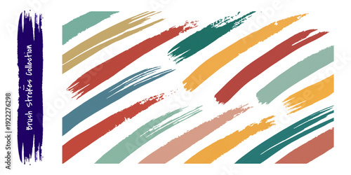 Brush strokes collection with ink splatters and grungy painted lines delivering diverse artistic design elements for expressive layouts and textures