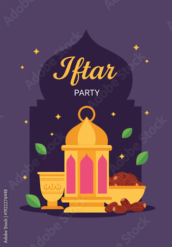 Invitation of iftar party, vector illustration design