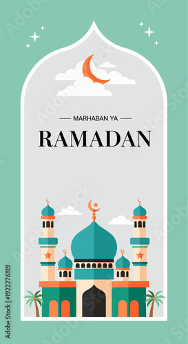 Potrait marhaban ya ramadan , vector illustration design