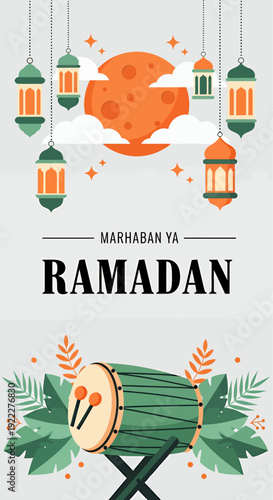 Potrait marhaban ya ramadan , vector illustration design