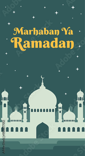 Potrsit marhaban ya ramadan banner, vector illustration design