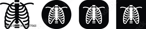 X ray chest rib cage icon set collection group in black flat line style featuring radiology, skeleton, anatomy, medical scan, diagnostic imaging and healthcare synonym elements for hospital and clinic