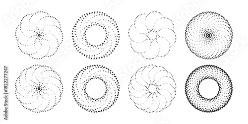 Round halftone frame with dotted circle patterns and vintage abstract dot arrangements providing versatile circular borders for modern graphic layouts