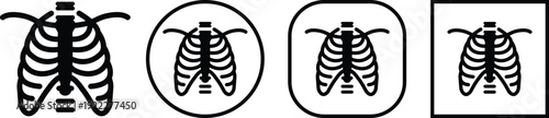 X ray chest rib cage icon set collection group in black flat line style featuring radiology, skeleton, anatomy, medical scan, diagnostic imaging and healthcare synonym elements for hospital and clinic