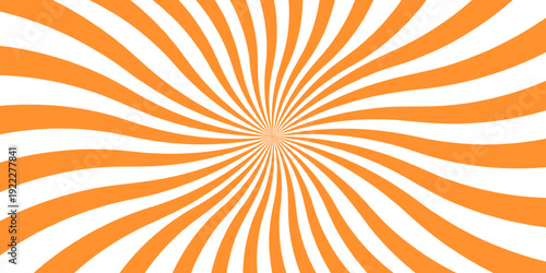 Twisted sun ray background with dynamic burst light effect suggesting sunrise or sunset rendered in retro style with spiraling radiant beams