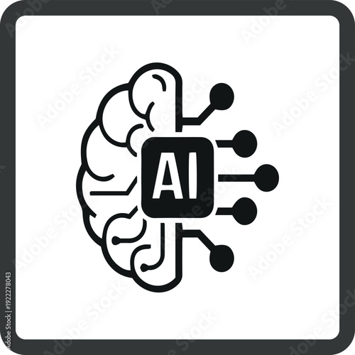 Artificial Intelligence Brain and Circuit Icons