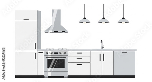 Modern Kitchen Interior Design With Appliances.