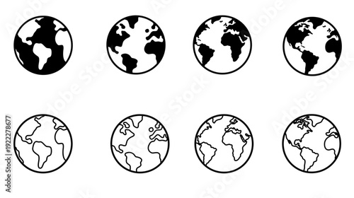 Vector set of planet earth icons. For website design, app, logo, ui or template.