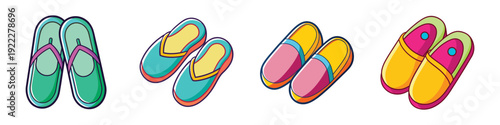 Colorful Flip Flops Set on White Background vector illustration