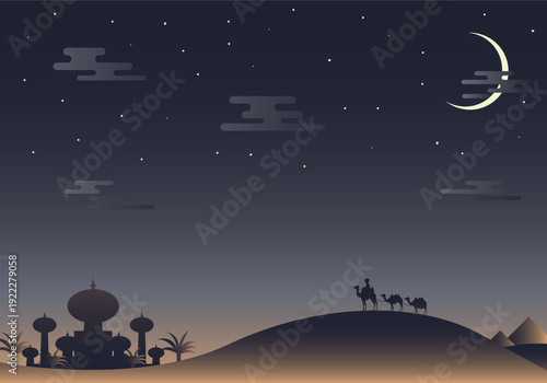 night sky with stars and moon