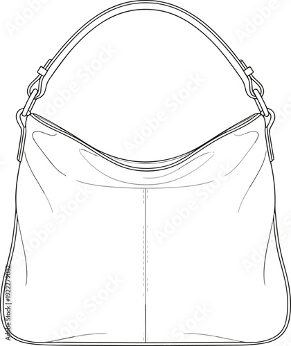 Handbag line drawing illustration, fashion accessory artwork, stylish design vector, leather composition, apparel symbol, retail catalog concept