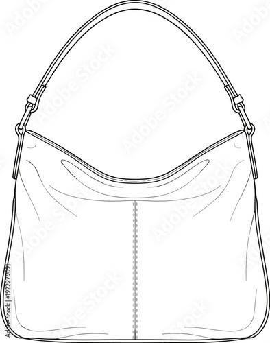 Handbag line drawing illustration, fashion accessory artwork, stylish design vector, leather composition, apparel symbol, retail catalog conceptHandbag line drawing illustration, 