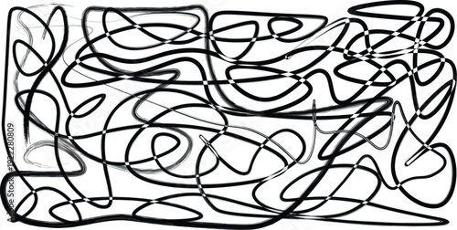 Abstract art piece with intricate black lines on white background