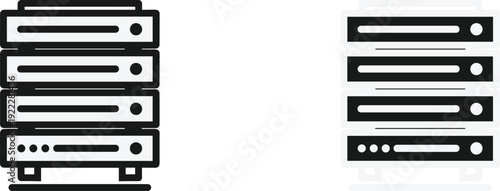 Black and white server computer side by side technology