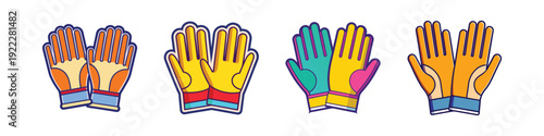 Colorful Protective Gloves Set Flat Design Vector Illustration