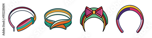 Colorful Headbands Set Flat Design Vector Illustration