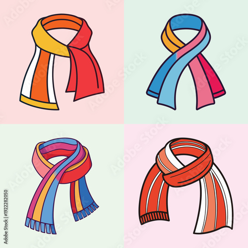 Colorful scarves in flat design style vector illustration