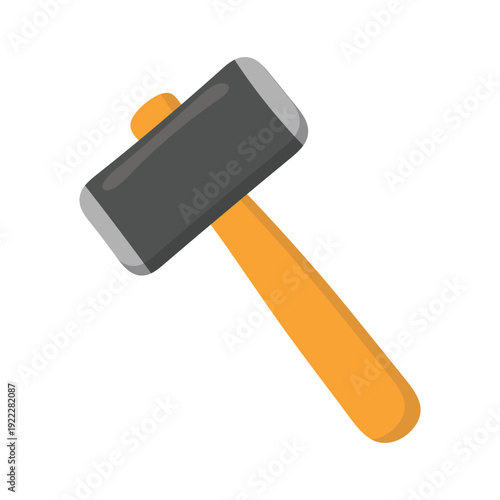 Light orange sledgehammer stylized illustration showing large rectangular metal head with long handle in minimal abstract style