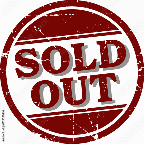 Sold Out Red Grunge Rubber Stamp Icon.