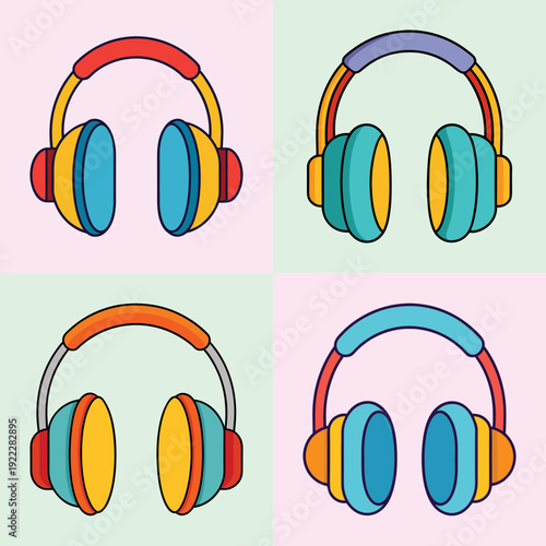 Colorful Ear Muffs Set Flat Design Vector Illustration