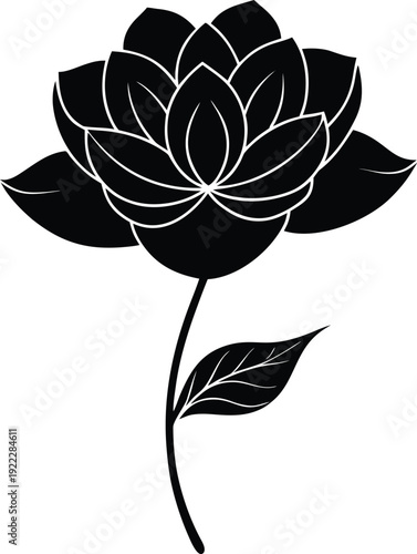 Minimal Lotus Flower Silhouette Icon for Logo Design and Decorative Branding