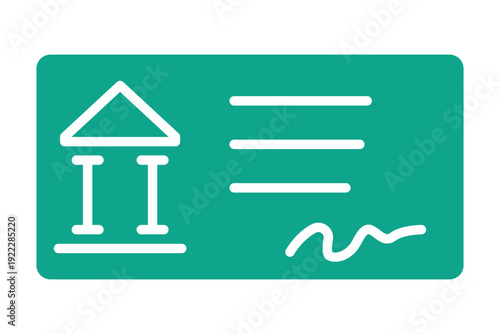Bank check solid icon. Icon related to bank. Finance elements vector illustration. Transparent background