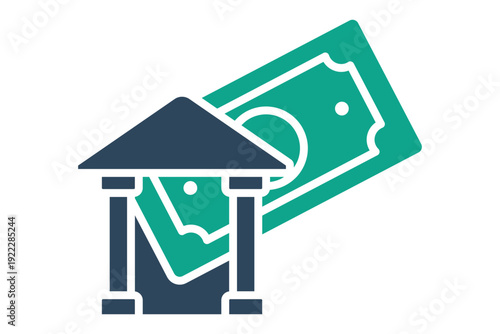 Direct deposit solid icon. Icon related to bank. Finance elements vector illustration. Transparent background